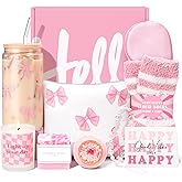 Gift Baskets for Women, 9pcs Birthday Gifts for Teenage Girls, Best Christmas Ideas Box w/Coquette Bow Aesthetic Cup Trendy Stuff for Her Teen Girl Sister Friend Friendship Sweet 16th 18th 21st Bday