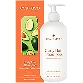 Eva + Avo Curly Hair Shampoo, Hydrating Coconut Formula for Curly and Wavy Hair, Curl Defining and Anti-Frizz Cleanse for Dry and Frizzy Curls, Natural Moisturizing Shampoo for Women and Men