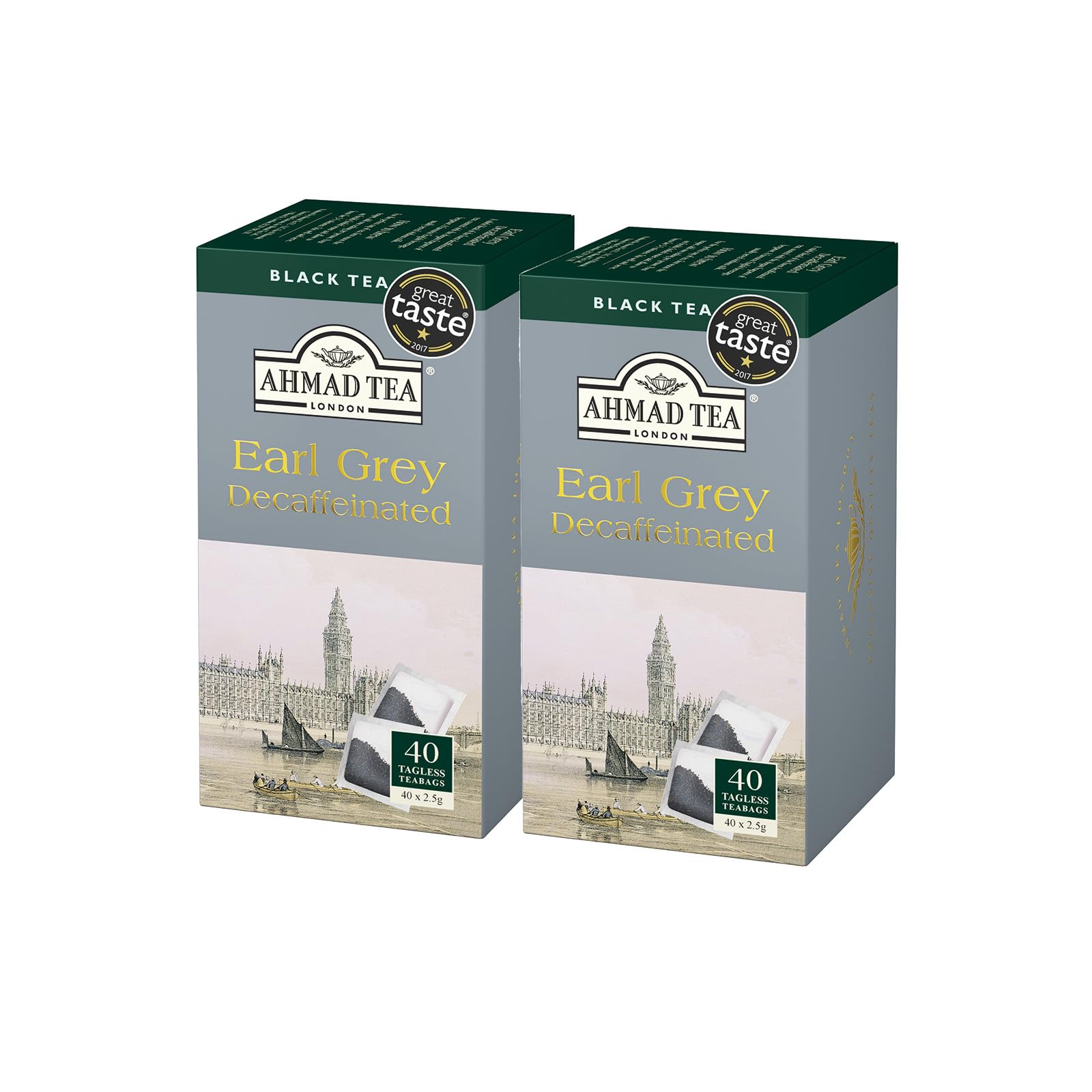 AHMAD TEA (アーマッドティー) デカフェ アールグレイ ティーポット用 ティーバッグ カフェインレス 40袋×2個 [ タグなし バラ入り ] の商品画像