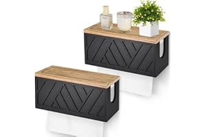 JORKOL Set of 2 Paper Towel Dispenser Wall Mount, Paper Towel Holder Wall Mounted with Lid, Solid Wood Commercial C-Fold, Z-Fold, Trifold Hand Paper Towel Holder Hand Towel Holder for Bathroom Kitchen Decor