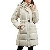 Haianguoji Women's Long Winter Puffer Coat Fleece Lining Waterproof Hooded Parka with Removable Belt