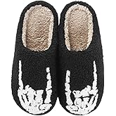 HFBAOEGU Halloween Slippers For Womens Mens Home Elastic Comfy Retro Memory Foam Fuzzy Soft Bedroom Plush Warm Anti-Skid Sole Winter Wool Lined Indoor Outdoor House Shoes
