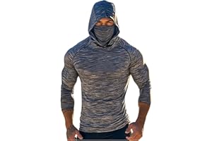 Hooded Sun Shirts for Men UPF 50+ Printed Long Sleeve Hiking Hoodies with Face Mask Quick Dry Outdoor Fishing T-Shirt