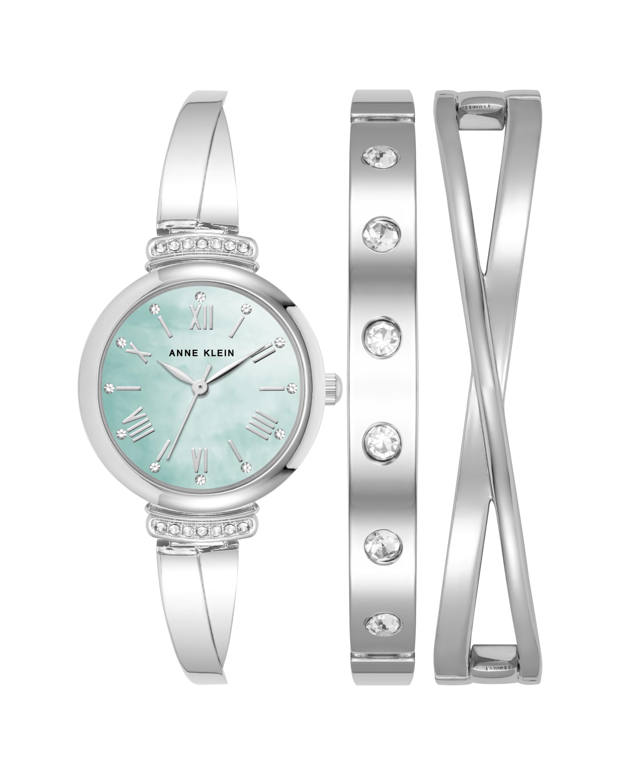 Anne Klein Women's Premium Crystal Accented Watch and Bracelet Set Image