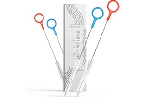 Buenalife Heavy Duty Cleaning Brushes Set of 4 - Extra Long Straw Cleaners for Metal and Plastic Reusable Drinking Straws, to Clean Small Spaces, Sippy Cups, Water Bottles - Sturdy Hard Brush Bristles