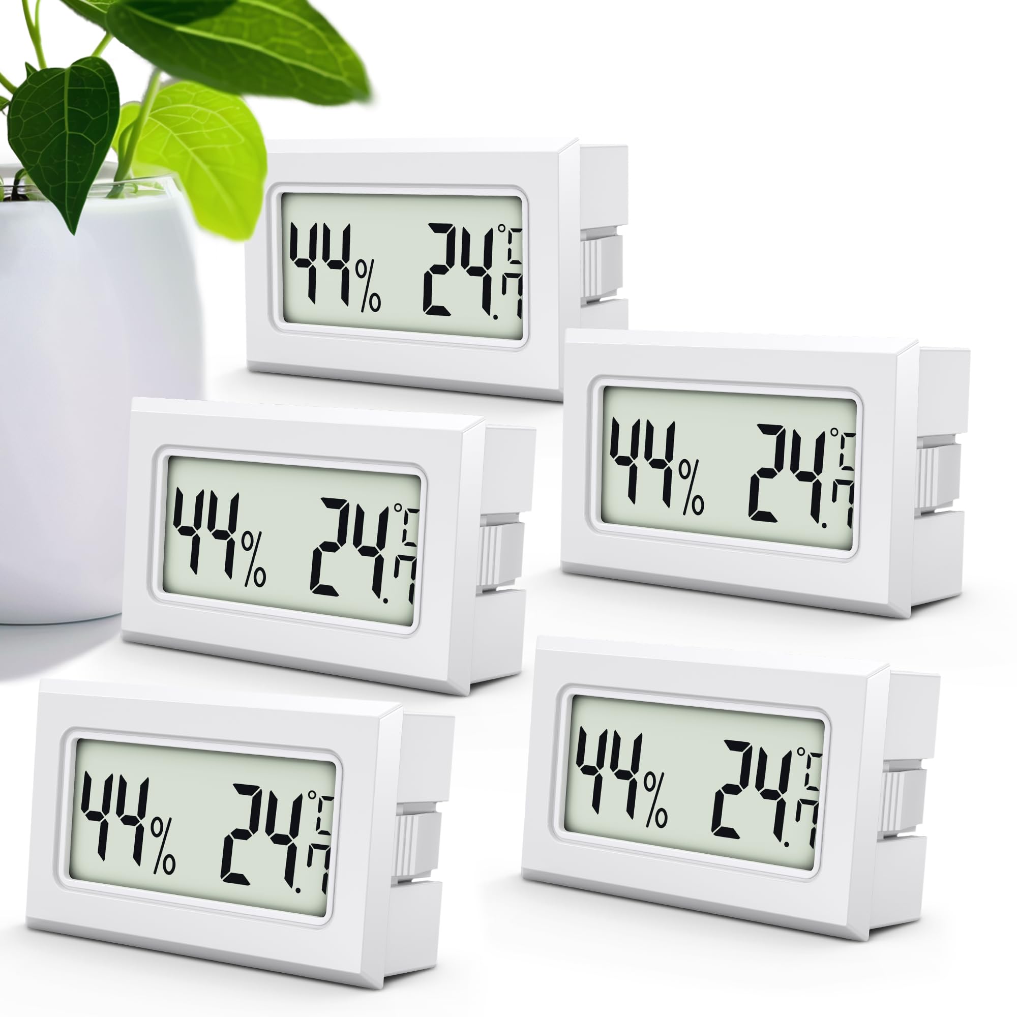 MAVORI® Mini Thermometer & Hygrometer Indoor Digital - 2in1 Indoor Thermometer & Humidity Meter - Professional Temperature and Humidity Monitor for Home - Highly Precise | Pack of 5 (White)