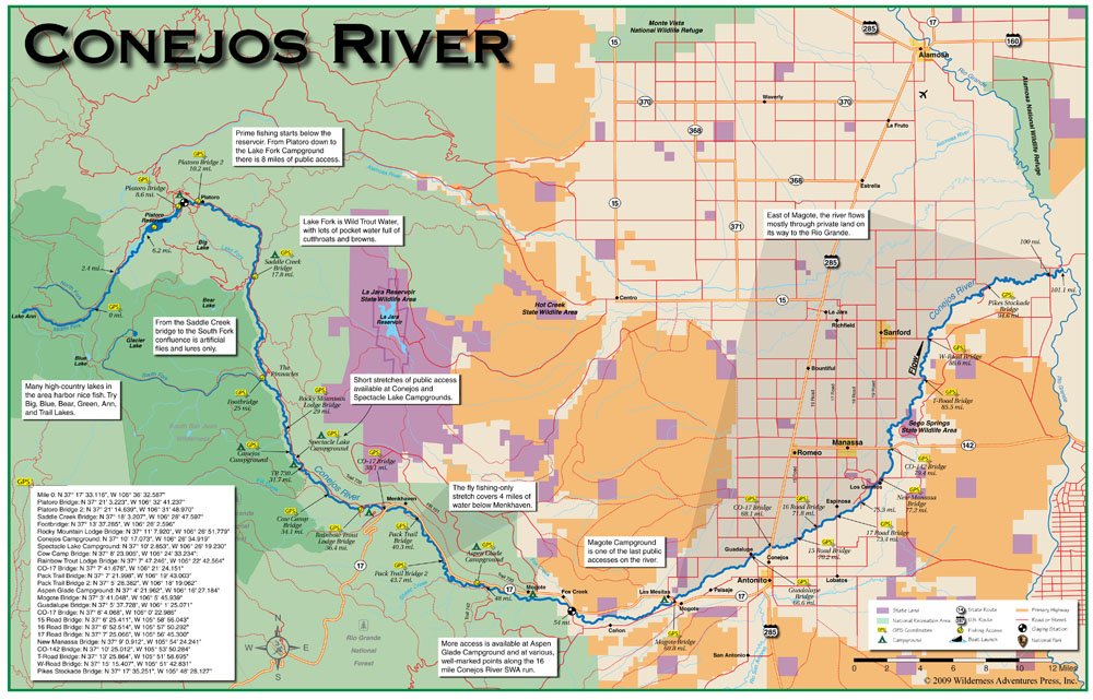 Conejos River Fishing Map Conejos River 11X17 Fly Fishing Map: 0809206160064: Sports & Outdoors