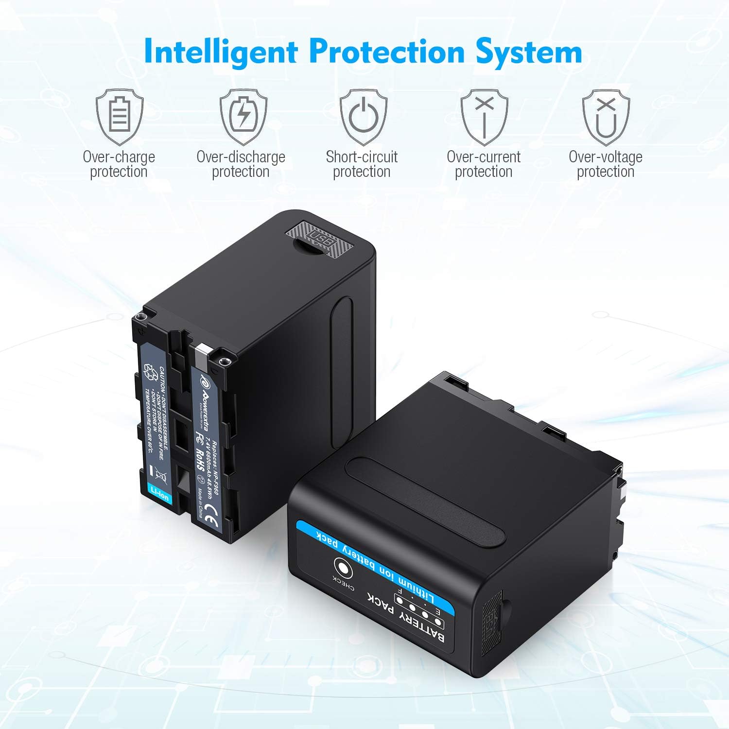 Powerextra Multifunctional Battery Pack with USB Output for Sony NP-F970, NP-F975, NP-F960, NP-F950, NP-F930 Battery: Home Audio & Theater