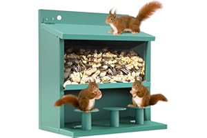 TreeGun Squirrel Feeder for Hanging Outside Tree，Mini Chipmunk Outdoors Squirrel Picnic Bench Feeders Table，Funny Metal House Boxes，Stronger Than Wooden Structure