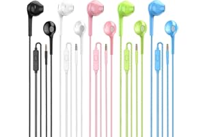 Jogteg Earbuds Headphones with Microphone Pack of 5, Noise Isolating Wired Earbuds, Earphones with Powerful Heavy Bass Stereo, Compatible with Android, Phone, Laptops, MP3 and Other Interfaces (3.5mm)