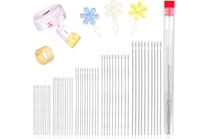 50 Pcs Beading Needles, 5 Sizes Seed Beads Needles Long Straight Beading Thread Needles and Beading Supplies, Extra Fine Thin