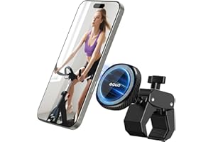 OQTIQ Phone Holder for Peloton Exercise Bike, Heavy-Duty Clamp & 17 N54 Strong Magnetic Phone Mount for Treadmill, Spin Bike, Golf Push Cart, Stroller, Fit for MagSafe iPhone 12-17 Series
