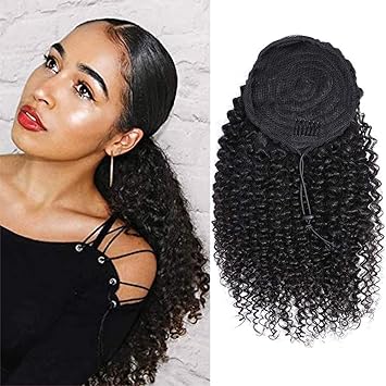 human hair ponytail drawstring
