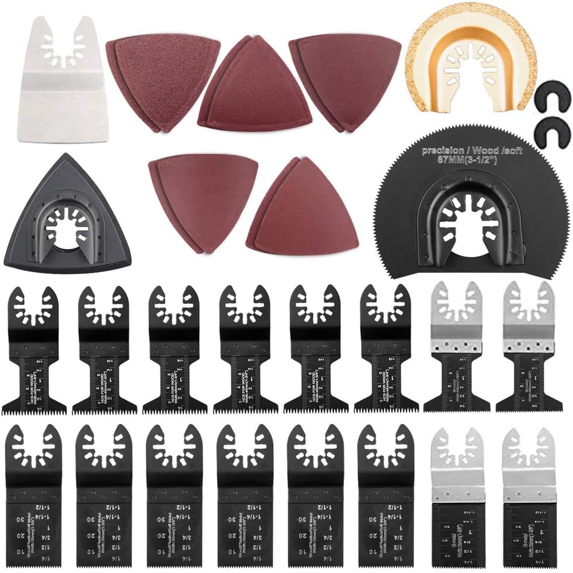 32 Piece Assorted Oscillating Saw Blades Oscillating MultiTool Quick Release Wood & Metal Saw