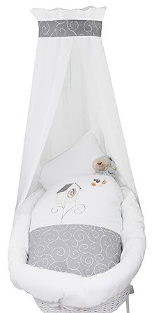 Belily World Stubenwagen Set, Bettwäsche Set, Vogehaus Zimmer, 5 Teilig
