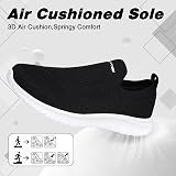 Hanani Mens Womens Slip On Trainers Breathable Lightweight Shoes Black White view 3
