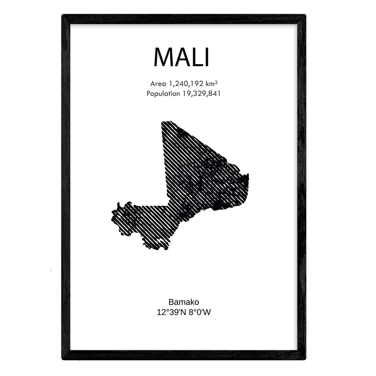 Nacnic Poster of Mali. Sheets of countries and continents. A4 size