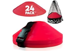 ProMidas Soccer Cones for Training - (24, 50 & 100 Pcs) with Mesh Bag & Strap - Flexible & Heavy Duty - Best for Football, Basketball & Running Drills - Premium Quality Soccer Training Cones Sports