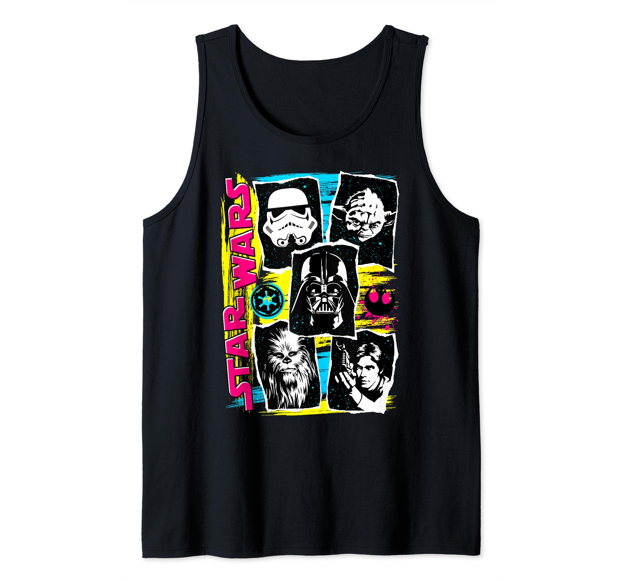 Star Wars Vader Trooper Yoda Chewie Han B&W Colorpop Tank Top