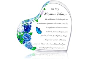WHATSIGN Mother's Day Gifts for Mom from Daughter Son Husband - To My Bonus Mom Paperweight Decorative Sign for Mother Stepmom Mother in Law Grandmother Mother's Day Birthday Thank You Gifts