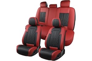 MINGBRON Leather Car Seat Covers,Car Seat Protector Waterproof,Seat Covers Full Set, Car Seat Protectors 5 Seats,Automotive Seat Covers Fit Most Cars Wine Red