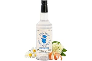TOP HAT PROVISIONS Top Hat Keto Sugar Free Tonic Syrup - 5x Quinine Tonic Water Concentrate - Naturally Sweetened with Monk Fruit - Craft Soda Mixer for Skinny Cocktail Drinks - Just Add Seltzer Water - 32oz Bottle