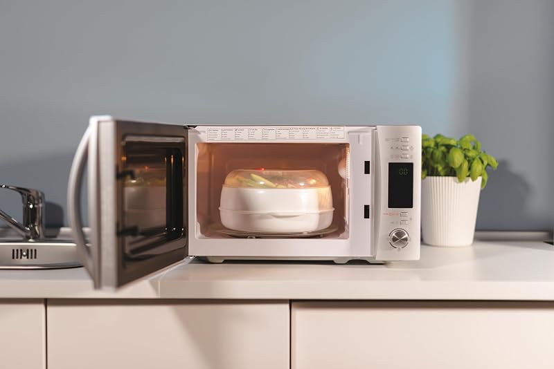 X-Range CMXG22DS/ST Mikrowelle mit Grill, Fassungsvermögen 22 l, Dampfaufsatz, 40 Programme, 5 Betriebsstufen, Leistung 1250 W, Edelstahl