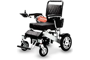 Alton Mobility - WOLF Foldable Lightweight Heavy Duty Electric Wheelchair 330 lbs Max Load 500W 13 Miles - Leather Black