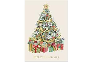 Punch Studio Christmas Tree Boxed Christmas Cards Set of 12 (50402), Multicolor
