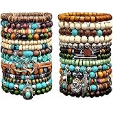WJJPENGH Punk Beaded Bracelets Pack for Men Women, Mens Bracelet Set with Beads, Mens Bead Bracelet Stackable Gothic Boho Adjustable Men Bead Bracelet Pack