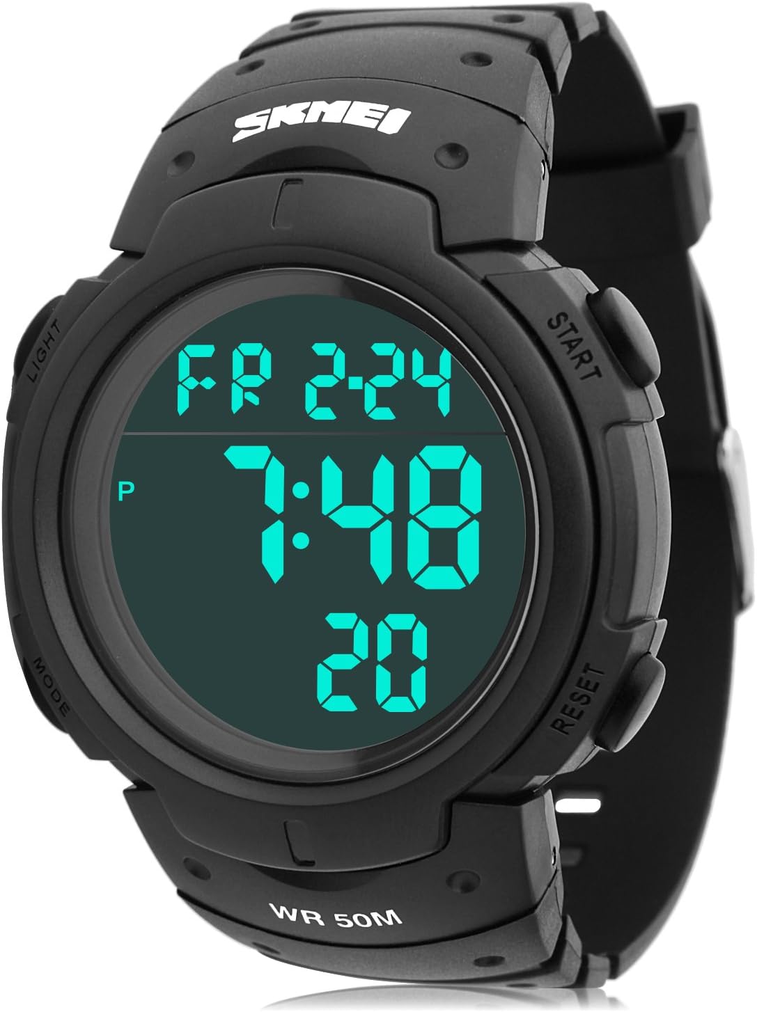 Mens Sports Digital Watches - Outdoor Waterproof Sport Watch with Timer/Alarm, Fashion Military Wrist Watches with LED Screen Large Numbers Microfiber Bonus for Running Men (Black)