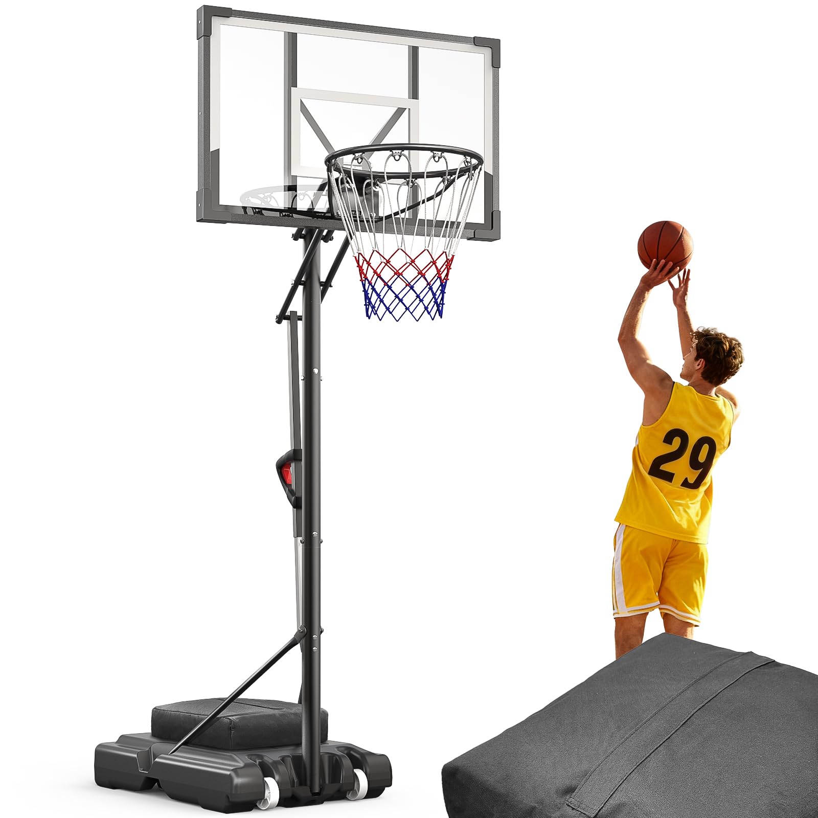 Photo 1 of ** MISSING BACKBOARD **
Portable Basketball Hoop 44 Inch Outdoor Backboard, 10FT Height Adjustable Basketball Goal for Teens, Kids and Adults, Play in Yard Park Gym Driveway Indoors