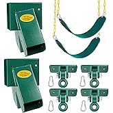 BETOOLL Swing Sets Brackets - 2 A-Frame Swing Set Brackets 4 Swing Hangers and 2 Swing Seats with All Mounting Heavy Duty Hardware Included - Swing Set Kit for Porch, Yard, Playground - Green