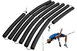 moonoom High Jump Training Equipment, 9.9 Ft Long High Jump Bungee Elastic Crossbar, Cord Training Equipment Foam for Beginners Athletes Practice, Black