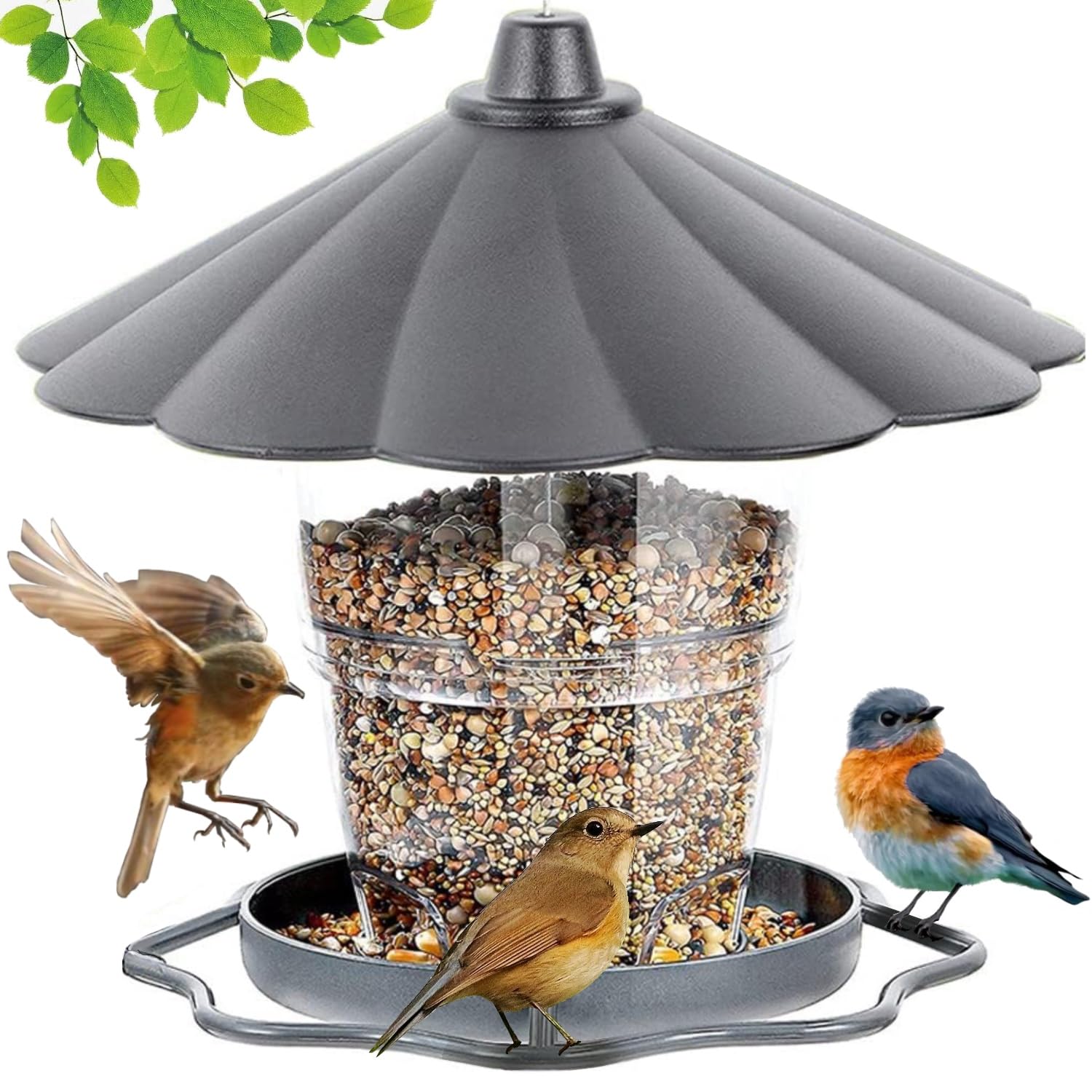 WLLKOO Bird Feeder, Bird Feeders for Outside Outdoors Hanging, Birds Feeder Adjustable Feeder with Sturdy Wire and Roof, Plastic, for Garden, Backyard, Terrace