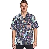 visesunny Summer Men's Hawaiian Shirts Casual Button Down Short Sleeve Shirts Shorts Beach Tropical Hawaii Suits