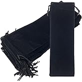 Palmhomee Pack of 12 4x12 Inch Velvet Drawstring Bags Gift Toys Bag Velvet Pouch For Jewelry Wedding and Party Favor (Black)