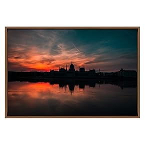 SIGNWIN Framed Canvas Wall Art Orange Red Sunset...