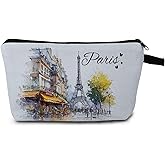MoCaliduccious Paris Eiffel Tower Paris Souvenirs from France Makeup Bag Unique Women's Gifts for International Travel Paris Lovers Gifts for Women Small Cosmetic Case for Purse Travel Toiletry Bag