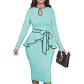 Women's Bodycon Vintage Dresses Elegant Peplum Dresses for Women Business Work Office