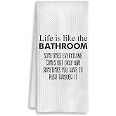 COWEB Funny Hand Towels, 16x24 Inches, Life is Like The Bathroom Decorative Towels