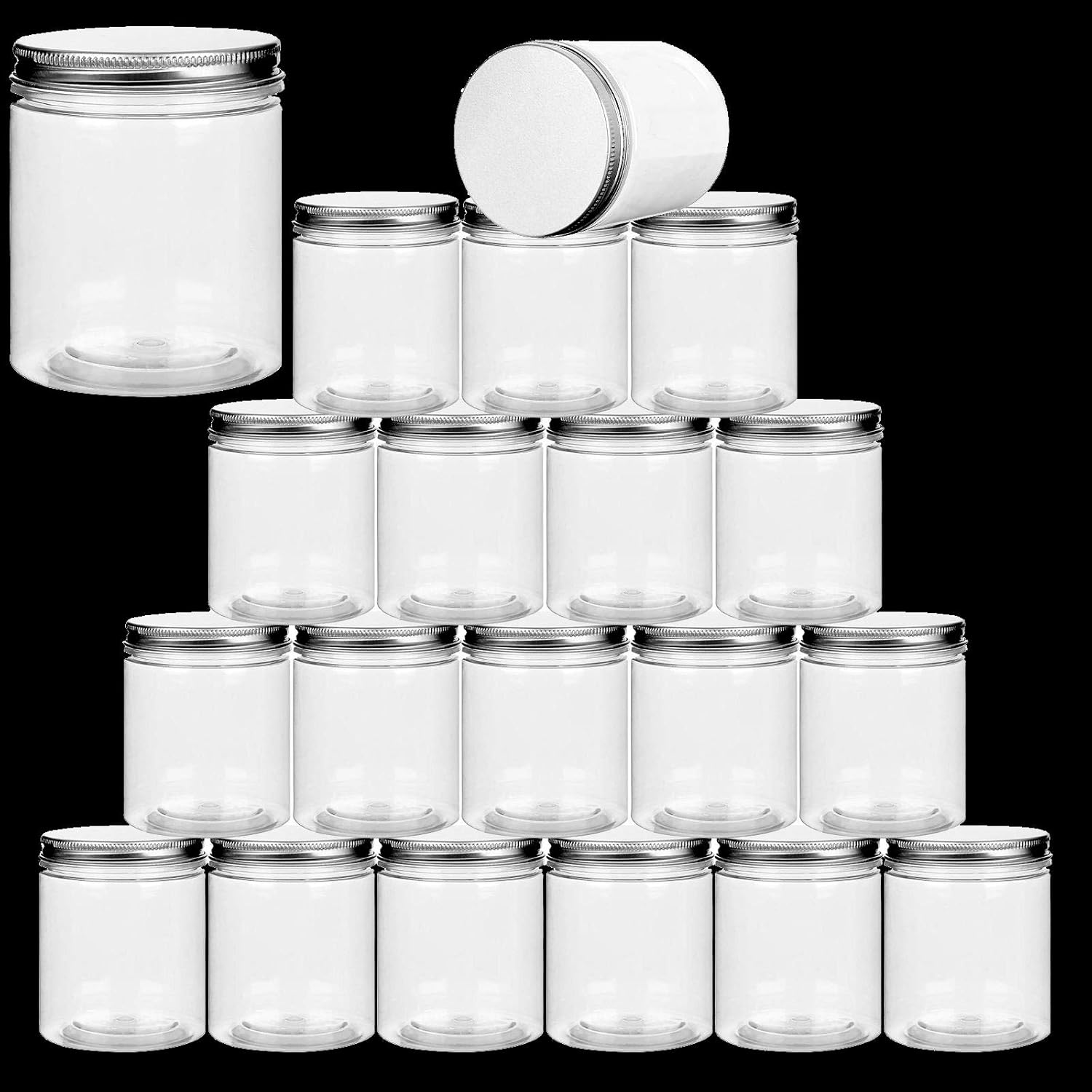 20 Pack 7 Ounce Clear Wide Size Plastic Jars Refillable