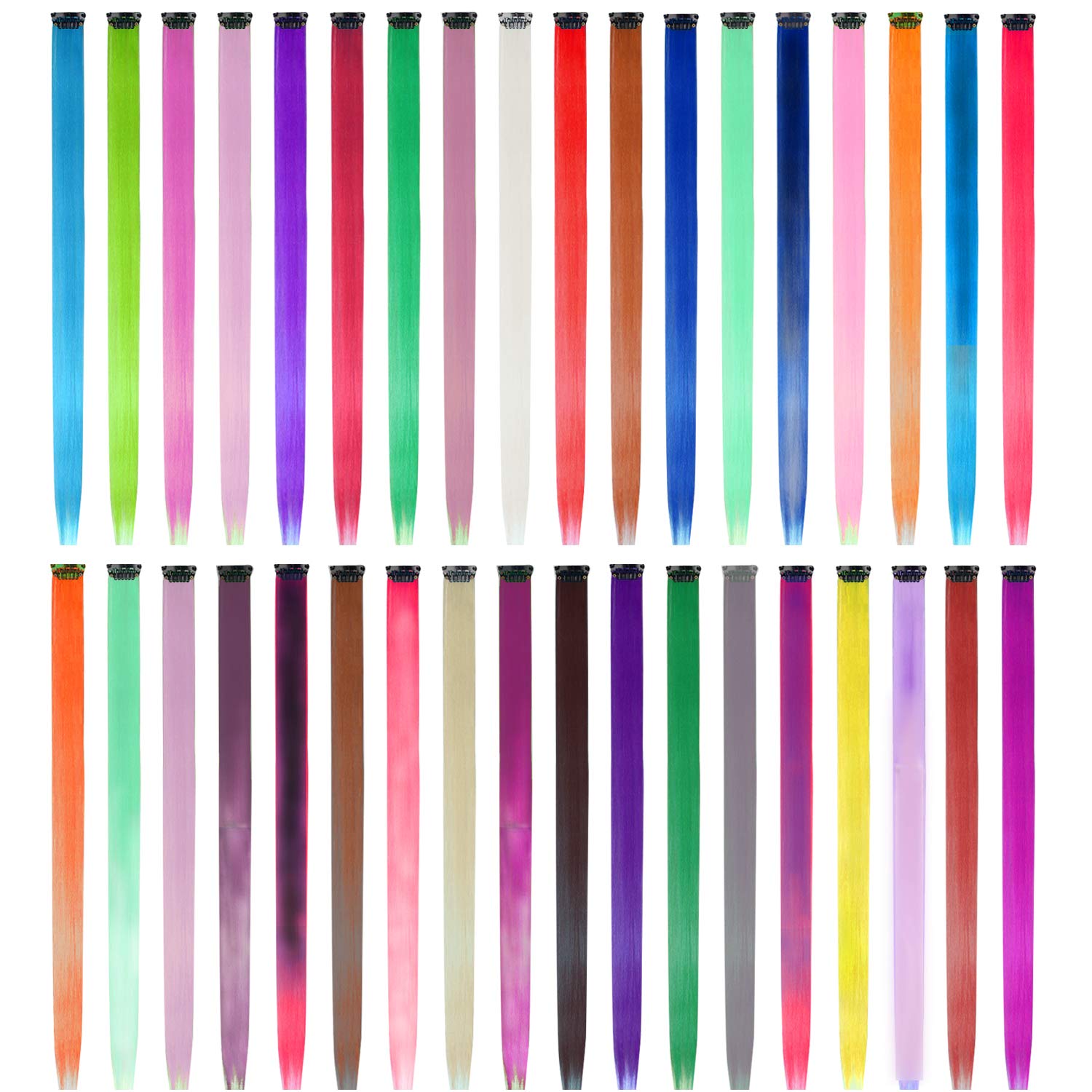 Amazon Com Eutenghao 36 Packs Colored Clip In Hair Extensions 22