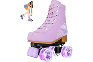 jessie Roller Skates Women and Girl, PU Leather Light up Kids Roller Skates, Cute Adjustable Four-Wheel Beginner Wome Roller 