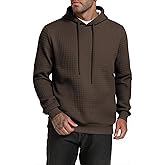 TUREFACE Men's Casual Waffle Knit Pullover Hooded Long Sleeve Collar Drawstring Sweatshirts Gym Ready Hoodies