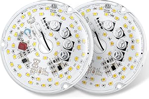 HAOLEDI 4'' 20W LED Ceiling Fan Light Retrofit Kit, Ceiling Light Replacement kit, Led Ceiling Flush Light Retrofit PCB 120V 2400LM (2-Pack White 5000K)