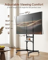 ECOTINY Heavy-Duty Rolling TV Stand for