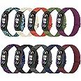 TumpCez 10 Pack Solo Loop Elastic Band Compatible With Xiaomi Mi Band 7 6 5 4 3/Amazfit Band 5, Adjustable Nylon Sport Replacement Wrist Strap for Women Men