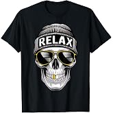 Skull with Beanie and Sunglasses – Funny Chill Skeleton Vibe T-Shirt
