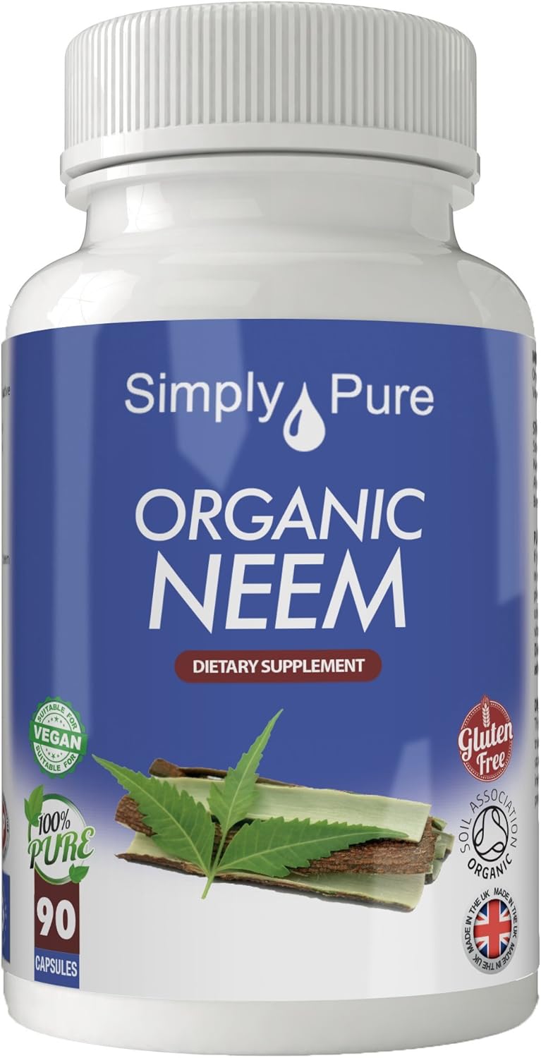 Simply Pure Organic Neem Capsules x 90, 500mg, 100 Natural Soil